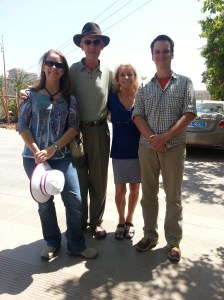 The gang out for lunch with new friend and neighbor Pierre
