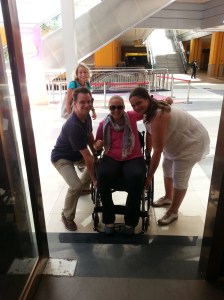 Neighbor's Sandra and Pierre lifting me up into a store 