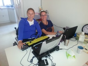 Temporary office in the new kitchen in the new apartment