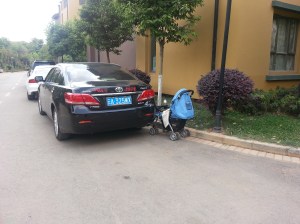 Tiffany and I were out on a walk and because it is China we had to double check that there was not a baby left in the stroller :-)