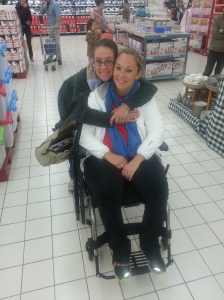 Sisterly love while out shopping at Carrefour