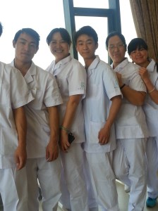 From the left: Xiao Mai, Shenjie, Xiao Kong, Niufang, (New PT 3rd day on the job, Xiao Liu)
